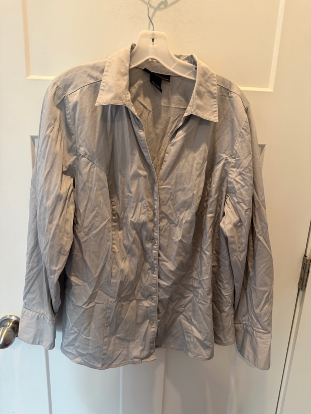 Lane Bryant Gray Button Front Blouse Size 20 Plus Career Stretch Shirt